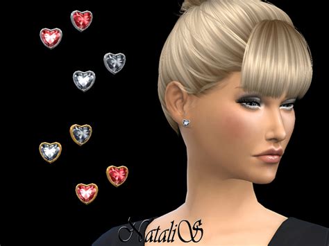 The Sims Resource Natalis Heart Shape Crystal Stud Earrings