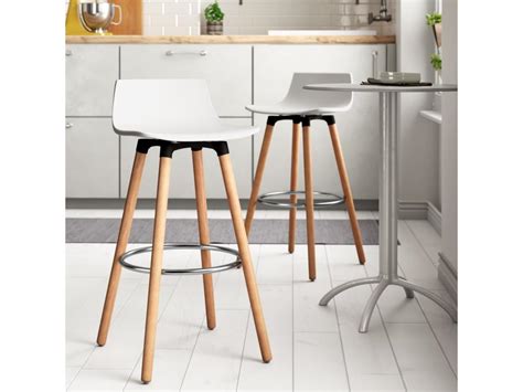 Lot De 2 Tabourets De Bar Modernes Blanc Et Design Au Style Scandinave