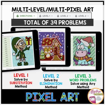 Christmas Math Algebra Systems Of Equation Pixel Art Activity Tpt