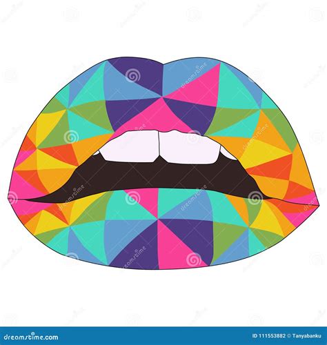 Geometric Colorful Rainbow Lips Vector Stock Vector - Illustration of ...