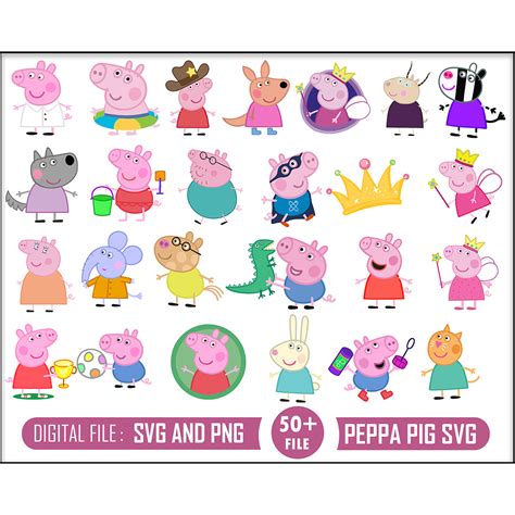 50 Peppa Pig Svg Peppa Pig Vector Peppa Pig Svg Bundle Pe Inspire