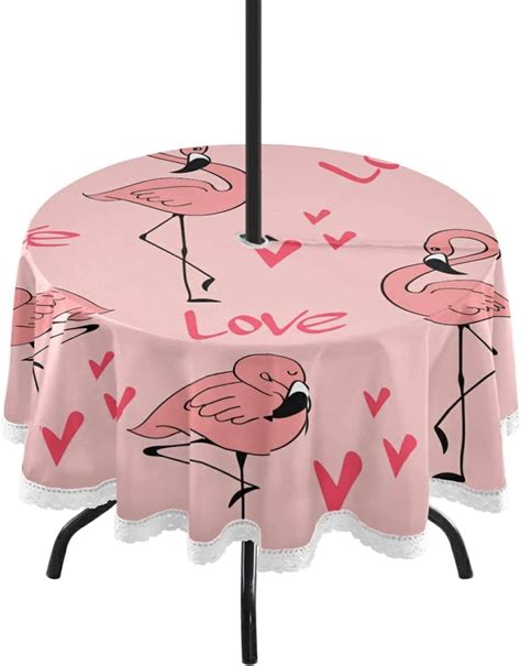 Hyjoy Indoor Outdoor Round Tablecloth In Beautiful Flamingo