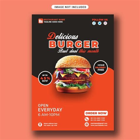 Premium Psd Psd Delicious Burger And Food Flyer Template