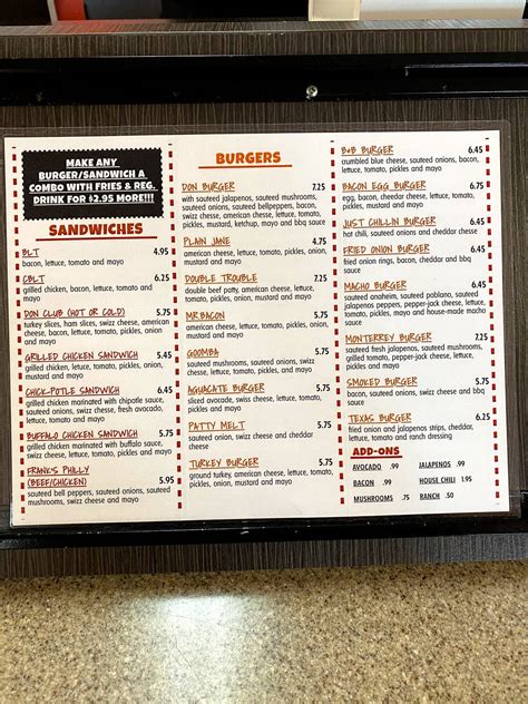 Menu At Don Burger Restaurant Garland