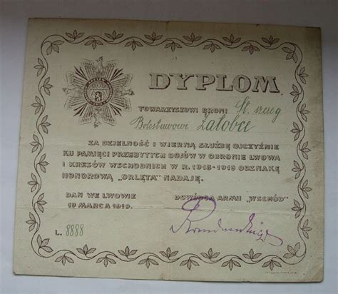 LEGITYMACJA DYPLOM II RP odznaki Orlęta LWÓW 15198563028 Allegro pl