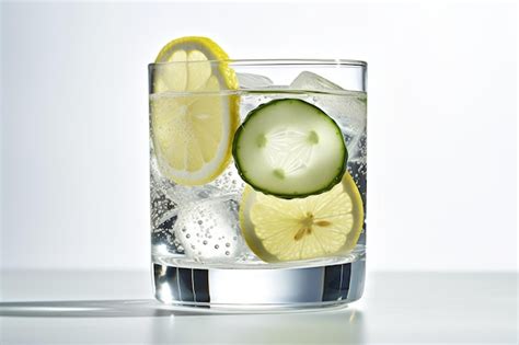 Premium Photo A Glass Of Ice Water With Lemon Slices And Ice