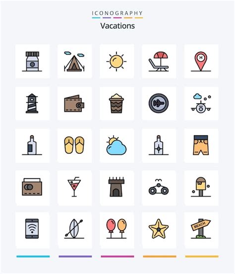 Free Vector Creative Vacations Line Filled Icon Pack Such As