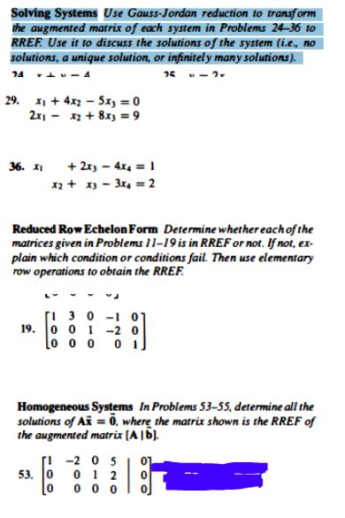 Solved Solving Systems Use Gauss Jordan Reduction To Tr