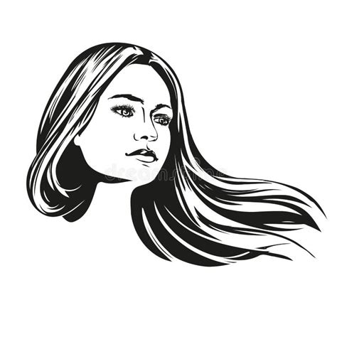 Beautiful Woman Face Hand Drawn Vector Illustration Stock Vector