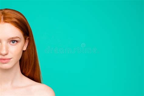 Wellness Concept Half Face Portrait Of Nude Natural Red Girl S Stock Photo Image Of Perfect