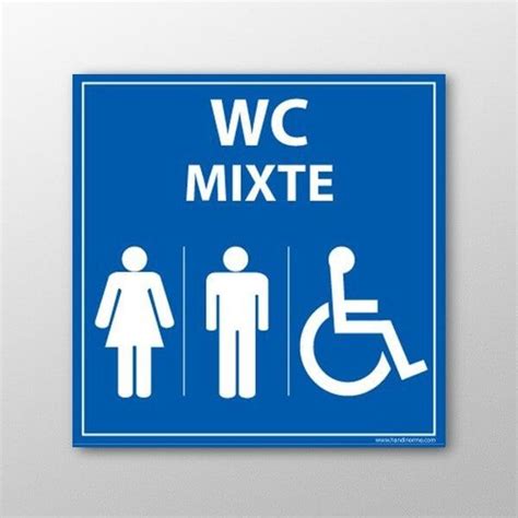 Panneau Signal Tique Wc Pmr Mixte Pvc Ou Autocollant