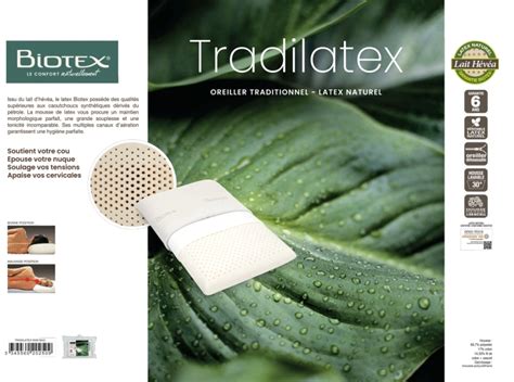 Oreiller Biotex Tradilatex En Latex V G Tal Naturel Fabriqu En France