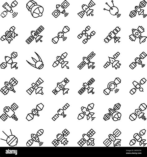 Satellite Icons Set Outline Set Of Satellite Vector Icons For Web