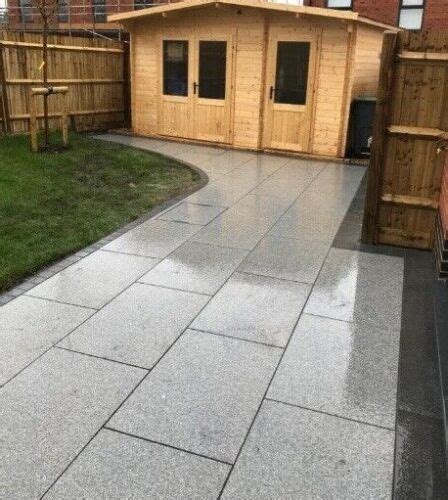 Silver Grey Granite Patio Paving Slabs Flags Tiles Flamed 600x900 19SQM