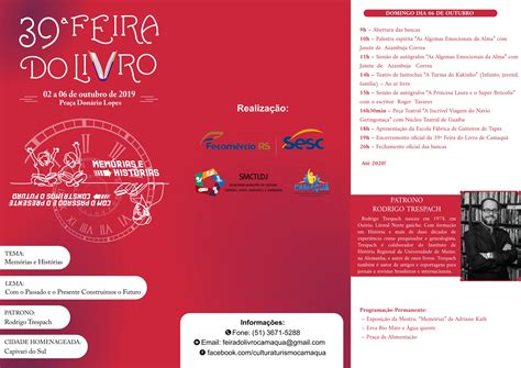 Programa O Da Feira Do Livro De Camaqu Divulgada