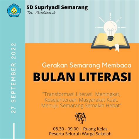 Bulan Literasi Sd Supriyadi Galakan Membaca Serentak Selama Menit