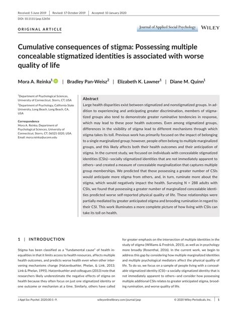 PDF Cumulative Consequences Of Stigma Possessing Multiple