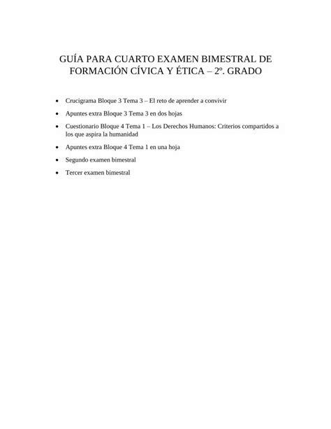 Pdf Gu A Para Cuarto Examen Bimestral De Fce Pdfgu A Para Cuarto