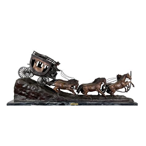 Bronze Cm Russell Stagecoach Table Top Sculpture Florida Bronze