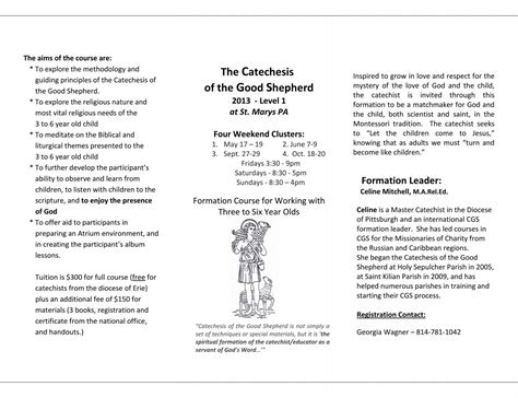 Catechesis Of The Good Shepherd Flyer Diocese Of Erie