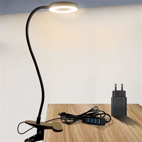 ZEYACHAN Lampe De Bureau LED Lampe Clip Avec Chargeur USB 360 Flexible