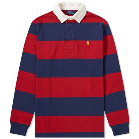 Polo Ralph Lauren Stripe Rugby Shirt Eaton Red And Newport Navy End Us