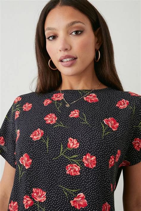 Tops Tall Floral Woven Front Printed Top Dorothy Perkins