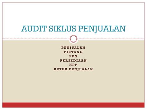 Materi Audit Siklus Penjualan Dan Penagihan