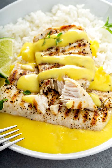 Grilled Mahi Mahi With Mango Sauce Lemon Blossoms