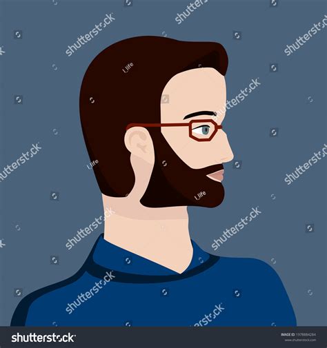 Portrait Dark Haired Man Glasses Blue Stock Vector Royalty Free