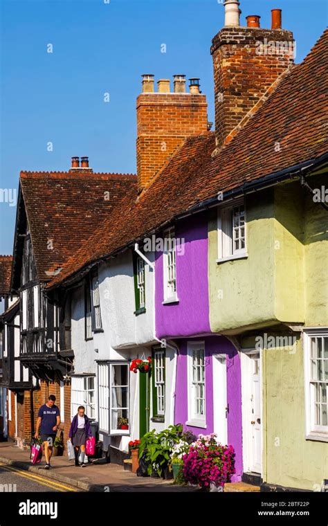 England, Essex, Saffron Walden, Castle Street, Colourful Houses Stock Photo - Alamy