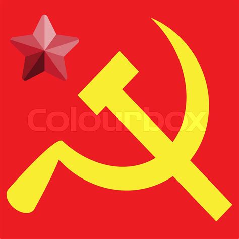 Russian Or Communist Flags Hammer And Sickle Vector Illustration