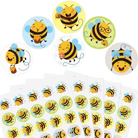 Buy 600 Pieces Bee Stickers Cute Yellow Bumble Honey Bee Stickers Round