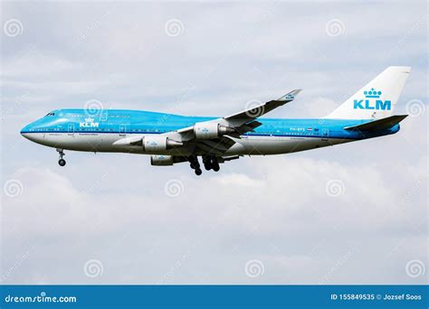 Klm Royal Dutch Airlines Boeing 747 400 Ph Bfs Passenger Plane Arrive And Landing At Amsterdam