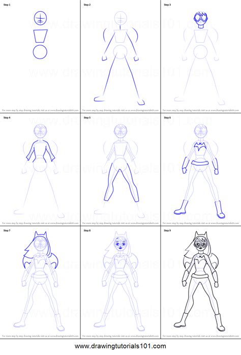 How To Draw Batgirl Standing From Dc Super Hero Girls Printable Drawing