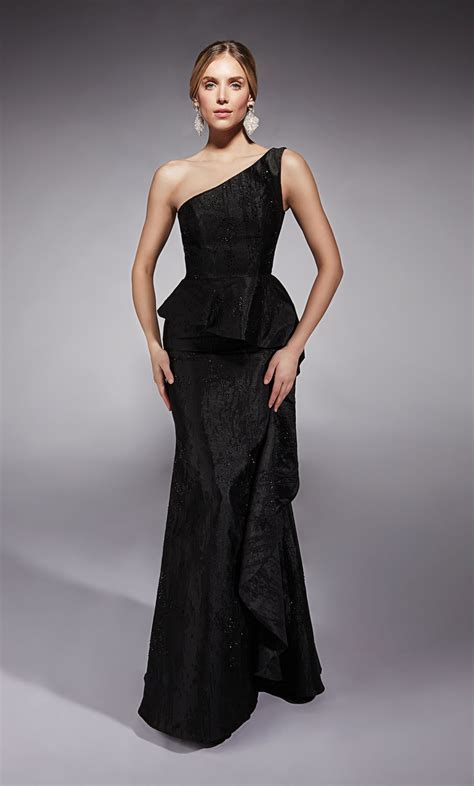 Formal Dress 27732 Long One Shoulder Straight Closed Back Alyce