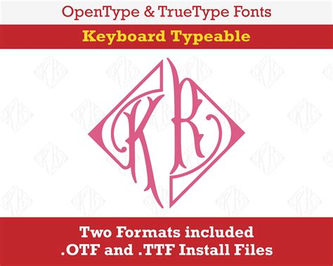 Triangle Two Monogram Truetype Font Keyboard Typeable Otf Ttf Etsy