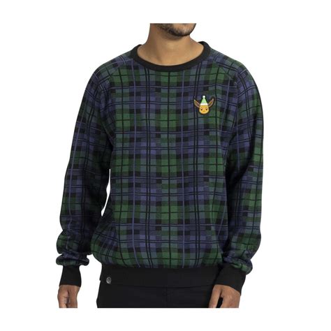 Eevee Green And Black Plaid Knit Sweater Adult Pokémon Center Uk