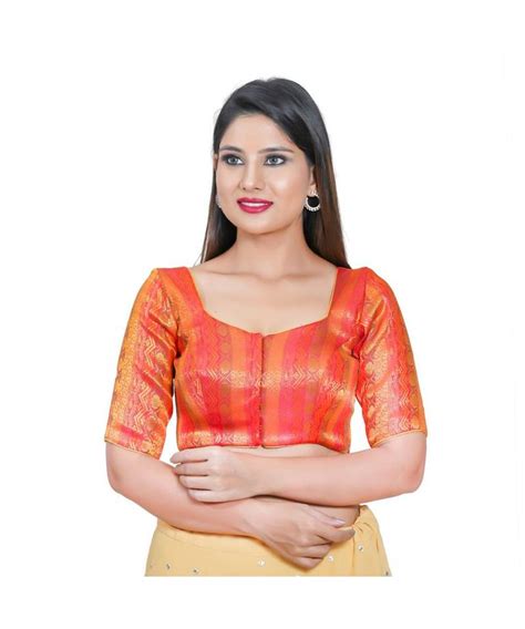 Muhenera Womens Jacquard Elbow Sleeves Saree Blouse Muhenera S 3393006