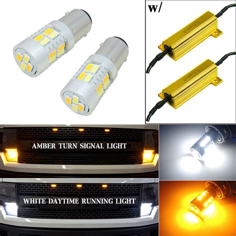 Switchback 1157 Dual Color Front Turn Signal Lights 20 Smd Led Bulbs W Resistor Ebay