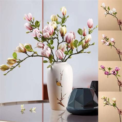 Artificial Magnolia Flower Branch For Home Living Room Decoration Fake