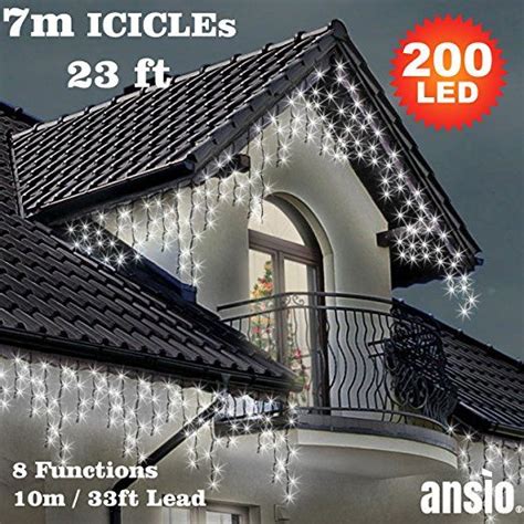 Ansio Outdoor Christmas Lights Led M Ft Icicle Lights