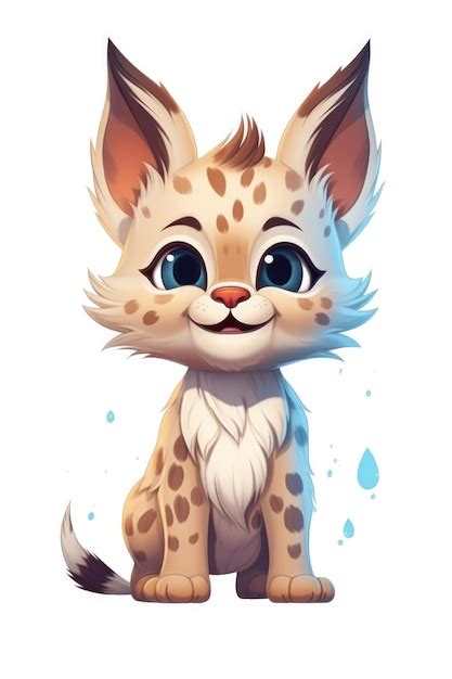 Premium AI Image Cute Baby Bobcat In Cartoon Style On White