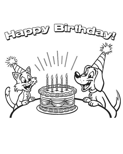 Printable Happy Birthday Coloring Pages With Dogs - Coloring Home