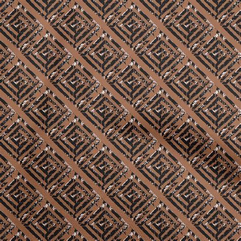 Oneoone Silk Tabby Brown Fabric Geometric Diy Clothing Quilting Fabric