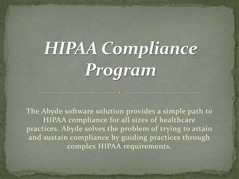 Ppt Hipaa Compliance Program Powerpoint Presentation Free Download Id 8292456