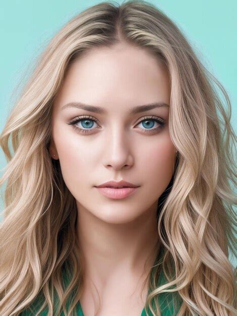 Premium AI Image Portrait Of A Beautiful Blonde Woman With Blue EyesStudio Photo