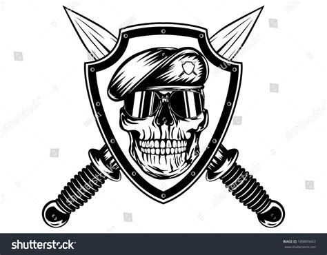 Vector Illustration Crossed Daggers Board And Skull In Beret