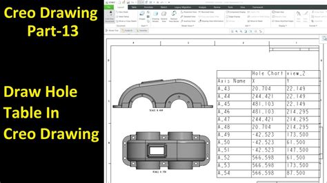 Creo Detailed Drawing Draw Hole Table In Creo Drawing Youtube