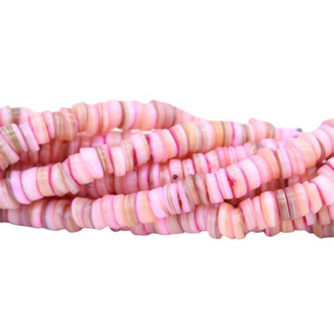 Shell Spacer Bead 6 X 3mm Pink 40cm Strand Bead Trimming